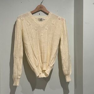 Sweater bee by Banff ltd Cream V-Neck Cable Knit Sweater